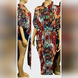 NWT Live 4 Truth Colorful Patterned Plus Kaftan Statement Top - Size 1X